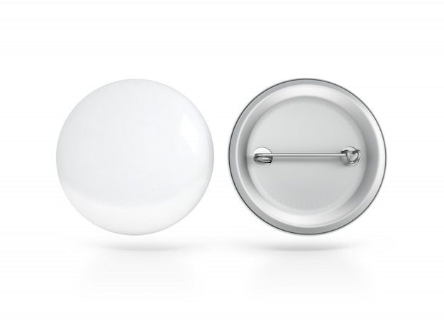 Blank white button badge , front and back side