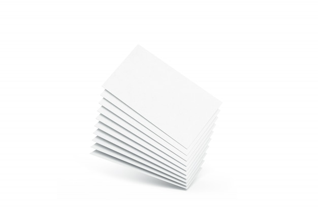 Blank white calling business cards heap ,