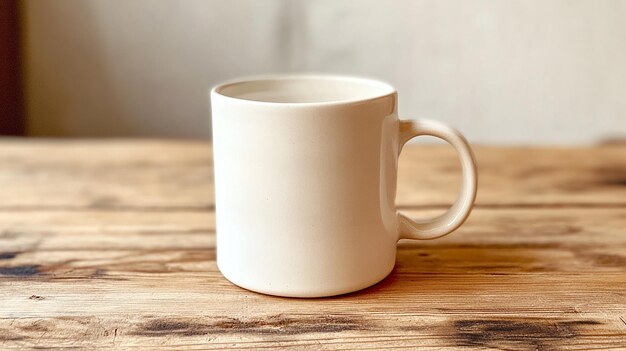 Blank White Ceramic Mug on a Wooden Table