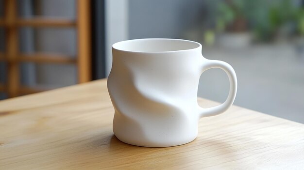 Blank White Ceramic Mug on a Wooden Table