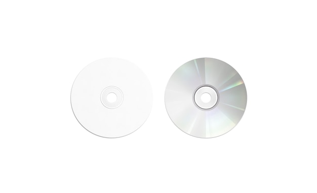 Blank white compact disk mock up, isolated, top view