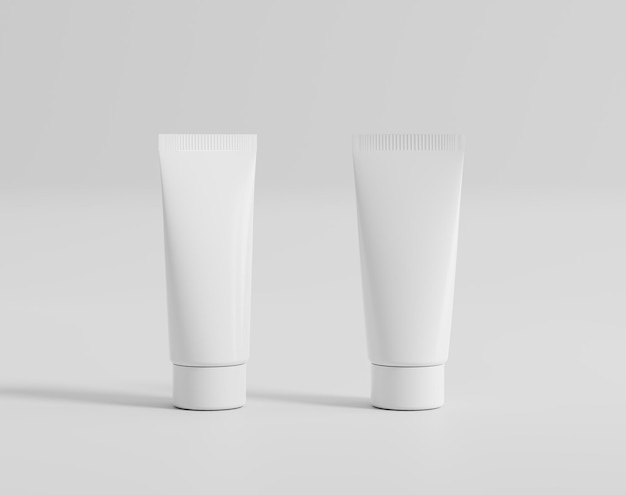 Blank white cosmetic tube, mock up tube packaging of cream, 3d rendering, 3d illustration