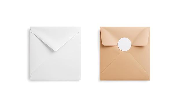 Blank white and craft square paper bag with sticker mockup