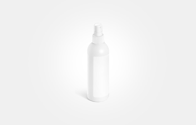 Blank white deodorant bottle with label mockup isolated on gray