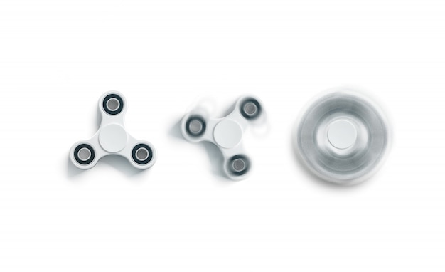 Blank white fidget spinner , static and spin, top view