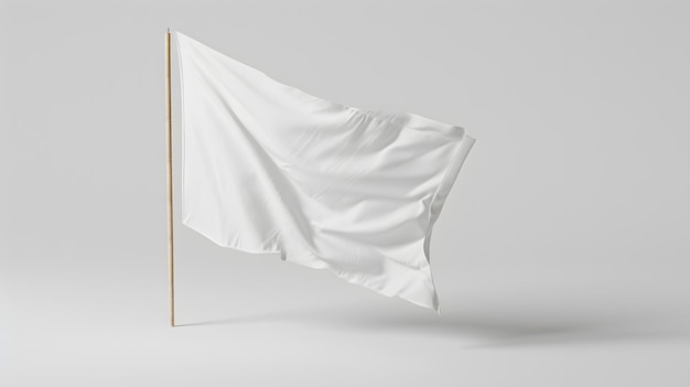 Photo the blank white flag mockup on white background