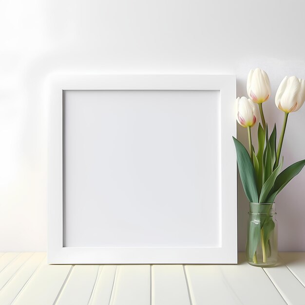 Photo blank white horizontal holy style white colored fram