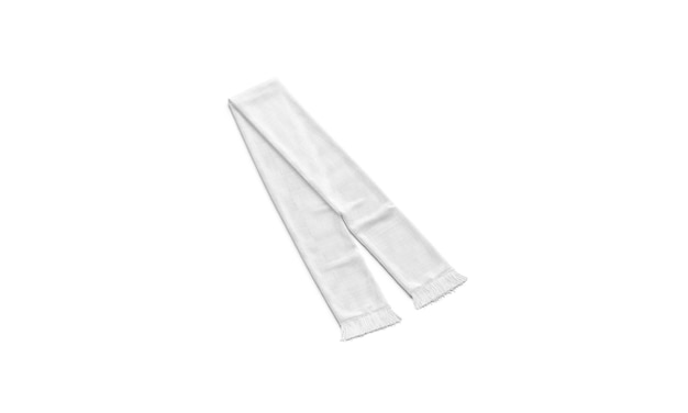 Blank white knitted soccer scarf mockup top side view