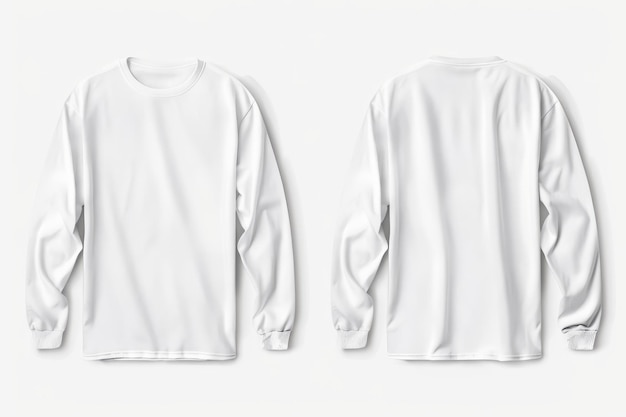 Blank white longsleeve tshirt mockup front and back view