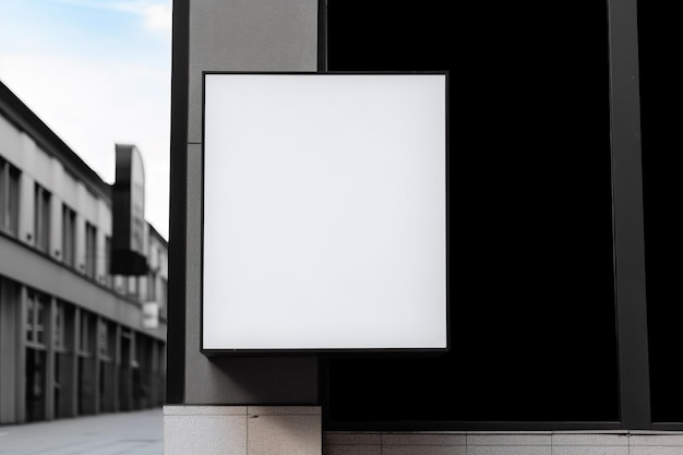 Blank white minimal square shop signboard mockup for advertising panel