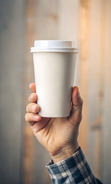 blank white mockup of a disposable coffee cup