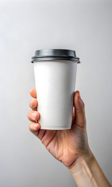 blank white mockup of a disposable coffee cup