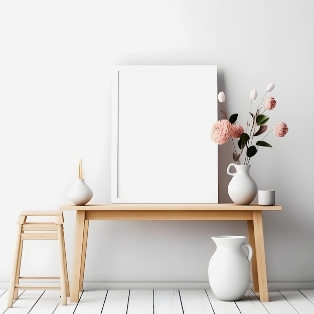 Blank White Mockup Frame in a Dynamic Art Studio Setting Unleashing Creative Potential