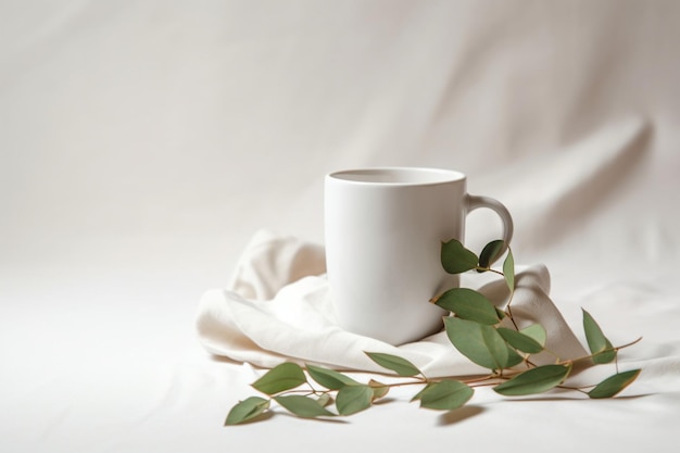 Blank white Mug Mock up on light gray backgroundMug for coffee