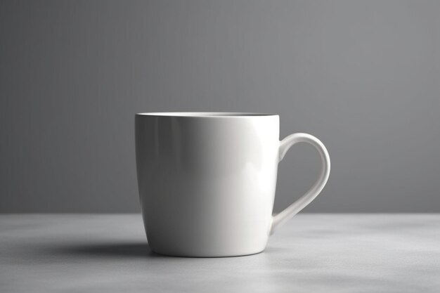 Blank White Mug Mockup on Cotton Linen Fabric Background