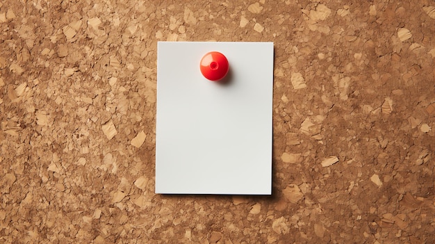 Blank White Note on Cork Board with Red Pushpin