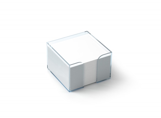 Blank white note paper block plastic holder 