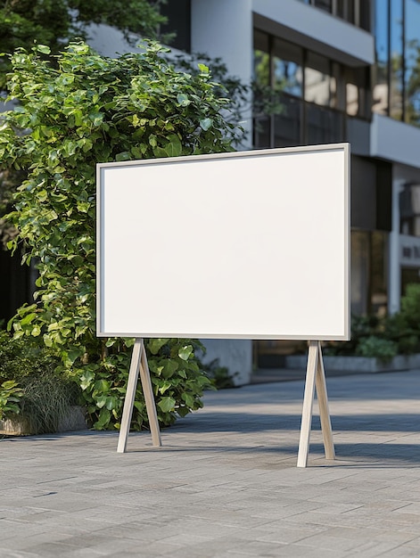 Photo blank white outdoor business sign made for adding company logo