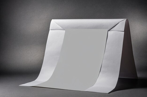 Photo blank white paper on grey background