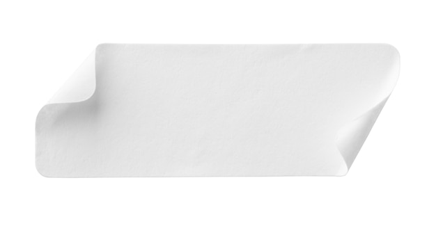 Blank white paper sticker label isolated on white background