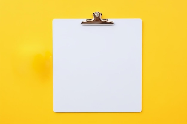 Blank White Paper on Yellow Background Ai generative