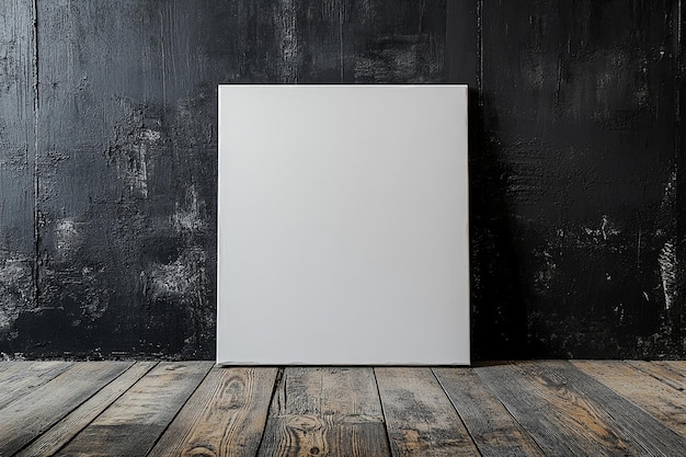 Photo a blank white picture frame on a black wall