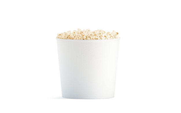 Blank white popcorn bucket  isolated, front view