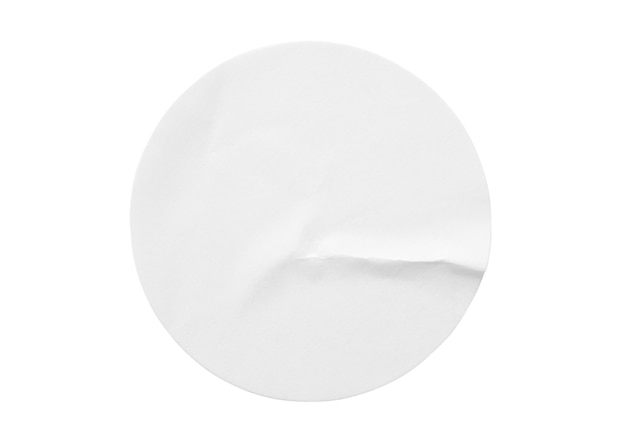 Blank white round paper sticker label isolated on white background