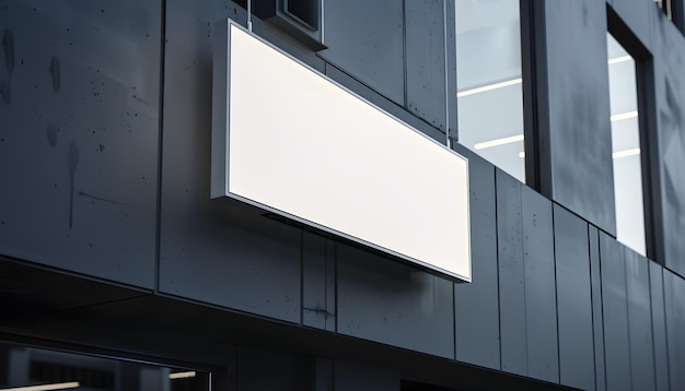 a blank white sign on a building that says quot rectangle quot