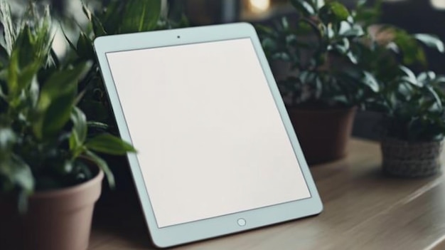 Blank White Tablet on a White Surface