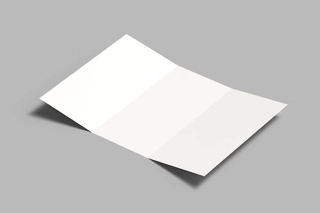 Blank white tri folded brochure mockup.3d render