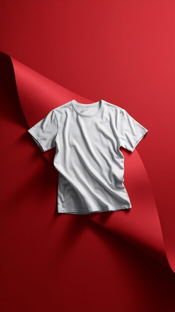 Blank white tshirt mockup on red background