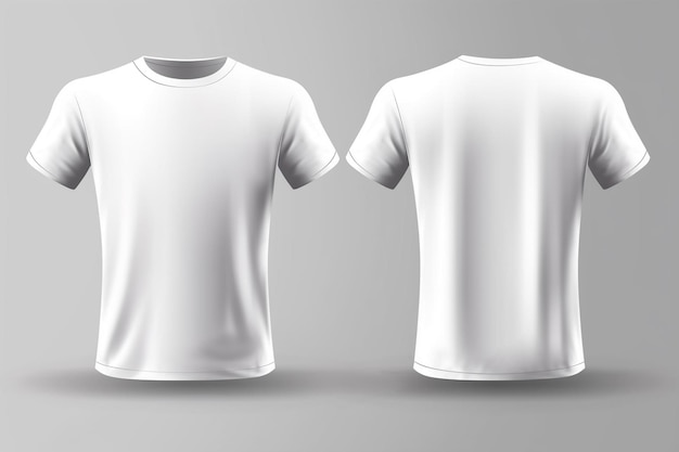 Blank white tshirt template mockup front and back view Generative AI