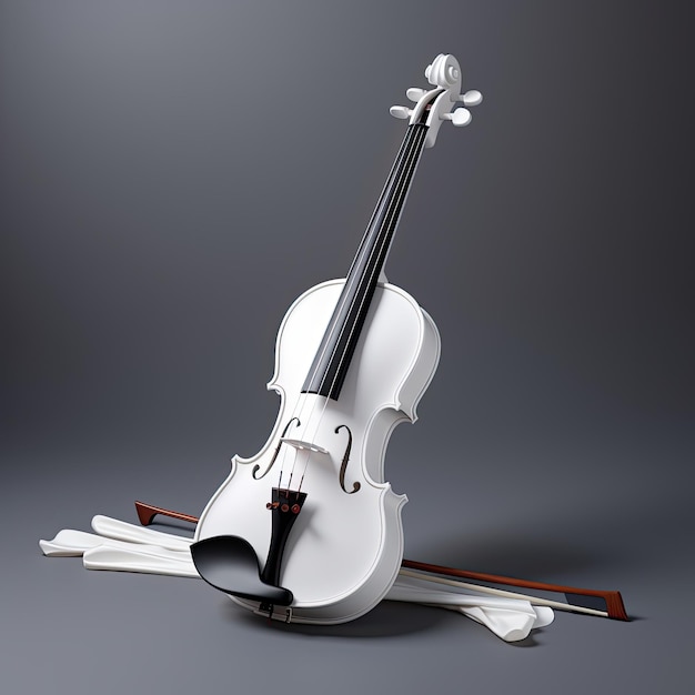 Blank White Violin and Bow