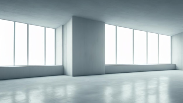 Blank white wall in concrete office3D rendering