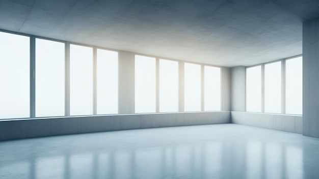 Blank white wall in concrete office3D rendering