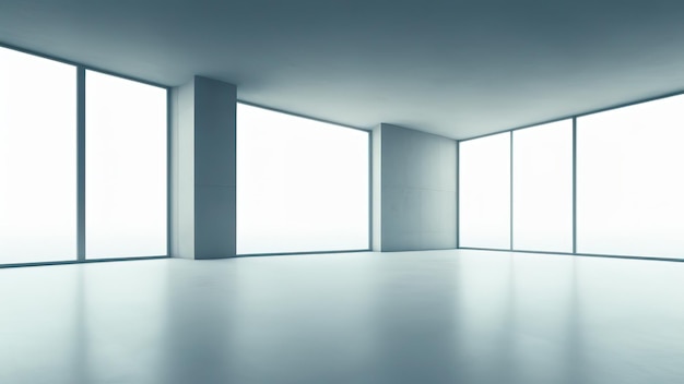 Blank white wall in concrete office3D rendering