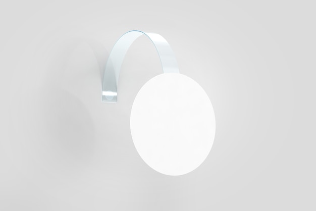 Blank white wobbler hanging on wall mockup