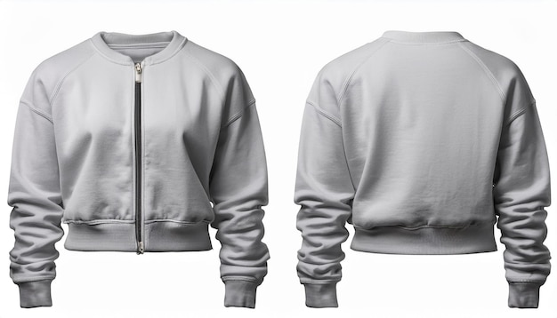 Blank White Zipper Sweatshirt Mockup Front and Back View