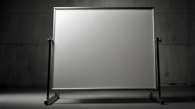 a blank whiteboard is displayed on a wall