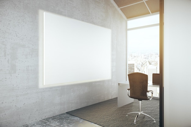 Blank whiteboard in office