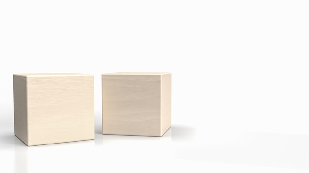 The blank wood cube for background concept 3d rendering