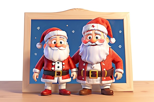 Blank wooden colorful frame with Santa Claus