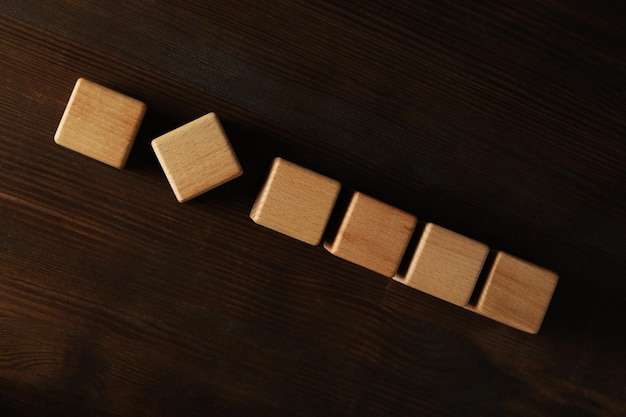 Blank wooden cubes for different concepts, top view