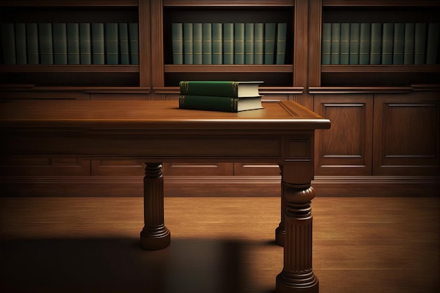 Blank wooden library table