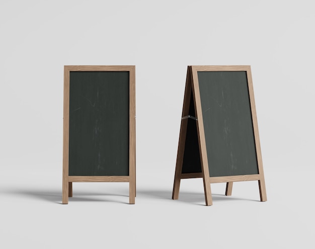 Blank wooden stand board on the empty background chalkboard menu sign 3d rendering 3d illustratio