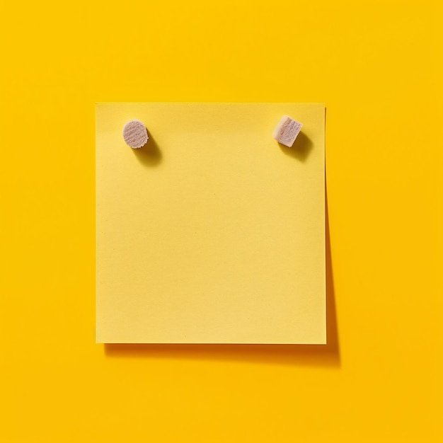 blank yellow sticky note with thumbtack