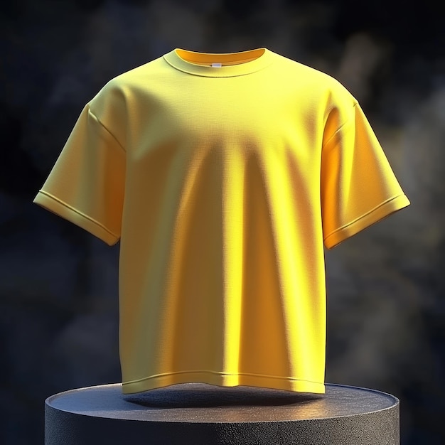 Blank Yellow TShirt Mockup on Dark Background Perfect for Casual Wear and Unisex Apparel Design