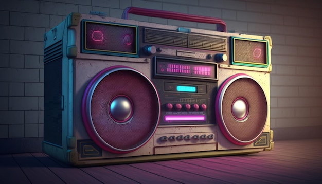 Blast from the Past 80s Ghetto Blaster in Neon Colors