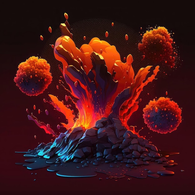 Blast lava splash vfx game ai generated